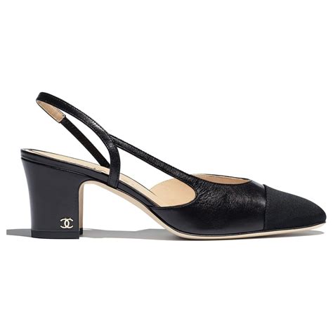 chanel sling back black|chanel black slingback shoe.